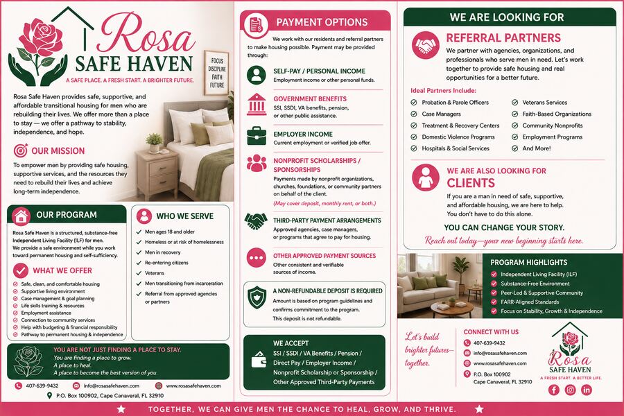 Rosa Safe Haven rose and hands logo